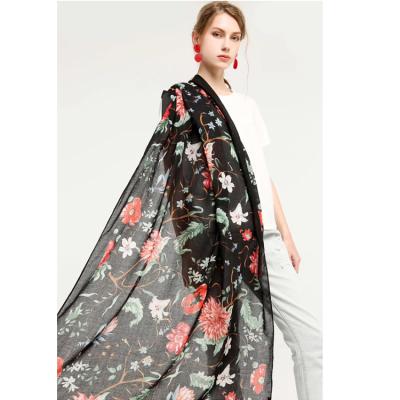 China Nice Classic Flower Pattern Printed Viscous Scarf 90*180 Women Hijab Shawl for sale