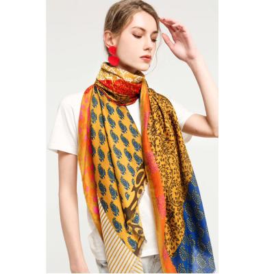 China Nice Classic Fashion Paisley Pattern Printed Viscous Scarf 90*180 Scarf Women for sale