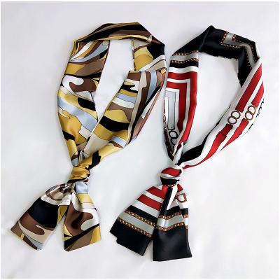 China Spring And Summer Short Twist Tie Scarf Female Hair Scarf Female Professional Polyester Lady / Silk Twill Scarf Girl Tie for sale