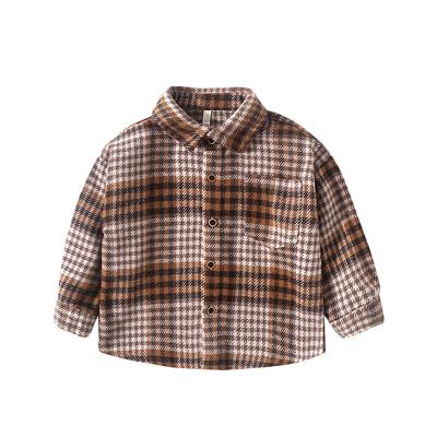 China Nice Breathable Kids Mixes Blouse Coat Pockets Plaid Shirt Push Up Collar Spring And Drop Wear Jacket Outwear For Kids Boys for sale