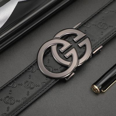 China Famous Brand Cowhide Mens Double G Leather Belts Luxury Genuine Leather Designers Women Automatic Buckle Belts for sale