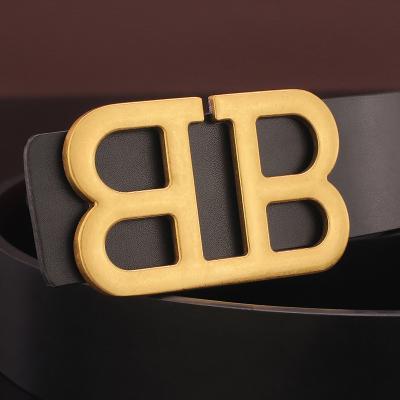 China Genuine Cowhide Mens Luxury Brand Leather Strap Black Designer Brand Letter B Buckle Alloy Belts for sale