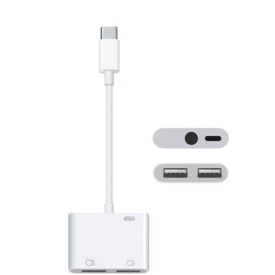 China Cell Phone Male Type-C to USB*2 USB-C Female Adapter for sale