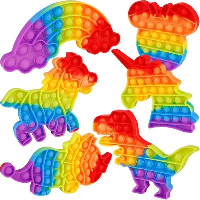 China Silicone Push It Bubble Relaxing Sensory Satisfying Game Toys Pack Rainbow Dinosaur Unicorn Mouse for sale