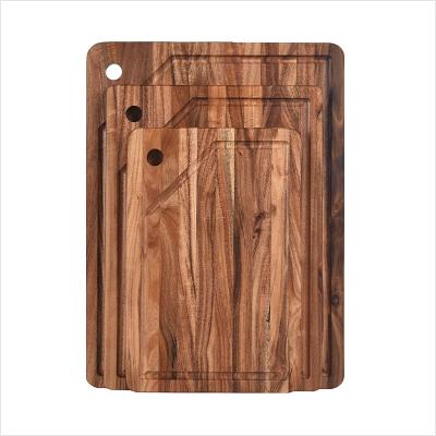 China 2021 Sustainable Popular Acacia Wood Cutting Board Set Wood Chopper Set Of 3 With Juice Groove And Hanging Hole for sale