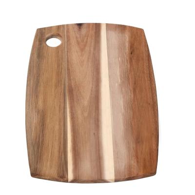 China Disposable high quality natural acacia wood cutting board with hanging hole for kitchen for sale