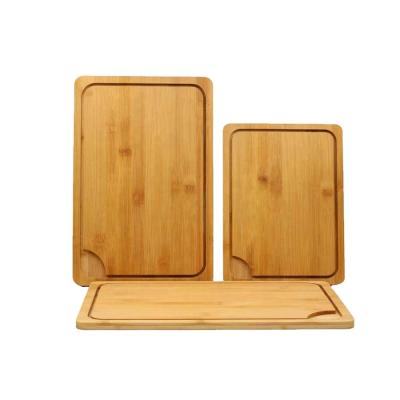 China Sustainable Custom Logo 3 Piece Bamboo Cutting Board Set With Juice Groove for sale