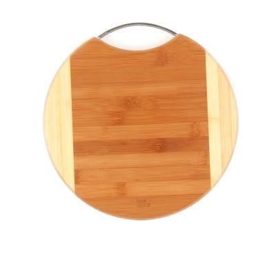 China Two Tone Eco - Friendly Round Chopper Cutting Board With Metal Handle For Kitchen for sale