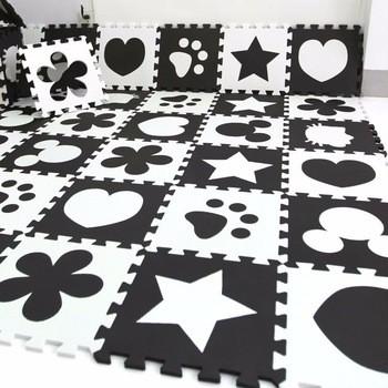 China EVA Interlocking Baby Toy Jigsaw Puzzle Baby Mat Eco-friendly Black White Educational Play Mat Anti-Slip Floor Mat for sale