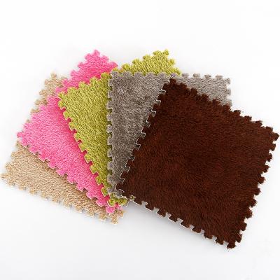 China Wholesale Interlocking Anti-Slip Mat Shaggy Velvet Carpet EVA Foam Plush Puzzle Tatami Flooring for sale