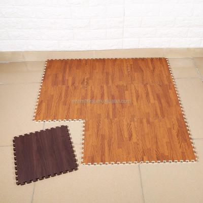 China 30x30cm Wooden Adhesive-protective Color Iaminated Foam EVA Exercise Floor Mat Gym Kids Play Mats 9pcs for sale