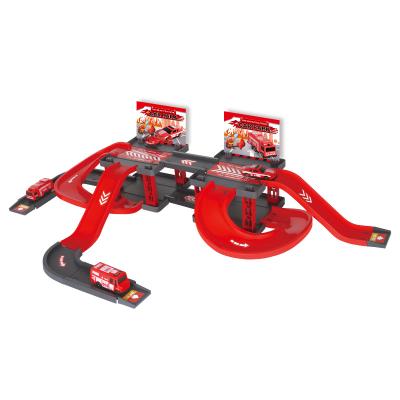 China Educational DIY Toys Children Plastic Assemble 37PCS Fire Truck Hot Sale Diy Parking Station Super Track Set Toys for sale