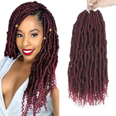 China Heat Resistant Synthetic Fiber 18 Inch Bombshell Twist With Curly Ends Nubian Water Wave Spring Pre Twisted Passion Twist For Black Women for sale