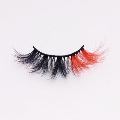 China Natural Soft Colorful Reusable Wholesale False Lashes 3d 20mm Lashes Professional Color Chemical Fiber Lashes New for sale