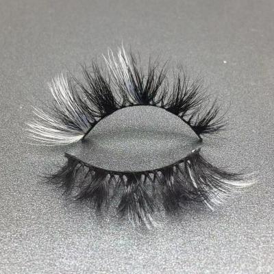 China 3D Fluffy Custom Made Colorful Real Mink Colored Eyelash 20mm Mink Strip Eyelashes Vendor Colored 8057-82C RTS for sale