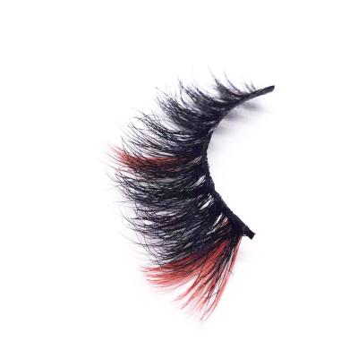 China New Fashion 25mm Mink Colored Eyelash Strips Private Wholesale Colored 3D Eyelash Strips 8109-22C RTS for sale