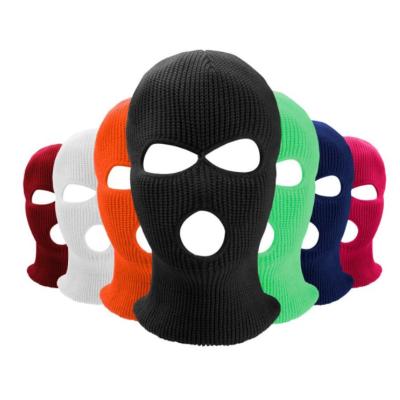 China COMMON Wholesale Cheap Price Budget Plain Knitted Full Face Cover 3 Hole Skull Ski Balaclava for sale