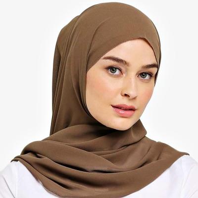 China Long Summer Winter Pearl Bubble Chiffon Hijab Shading Head Scarf Monochrome Satin Female Body Custom Ethnic Head Scarf for sale