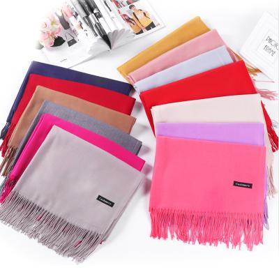 China Wholesale Solid Soft/Comfortable Brushed Custom Warm Women Winter Cashmere Shawl Scarf for sale