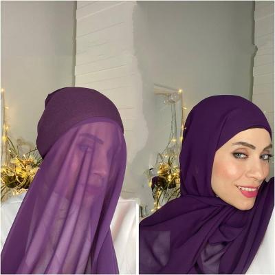 China Fashion Custom Instant Chiffon Hijab With A Hood Under Scarf Unique Design Chiffon Hijab Scarf For Muslim Women for sale