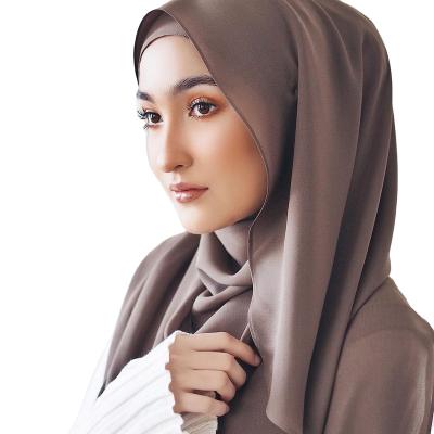 China Wholesale Classic Women's Simple Soft Stretchy Muslim Chiffon Chiffon Scarf Chiffon Shawls Long Hijab for sale