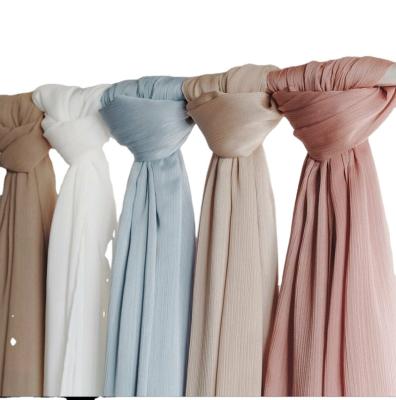 China Wholesale hot sale new technology satin fashion and elegant ladies hijab satin scarf with crepe wrinkle scarves for sale