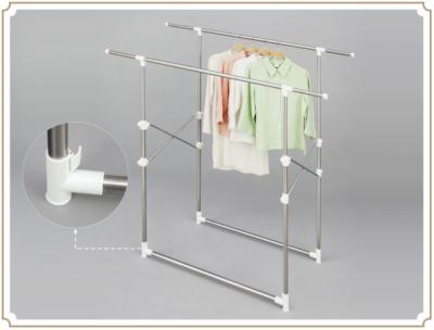 China Portable Telescopic Double Pole Clothes Rack for sale