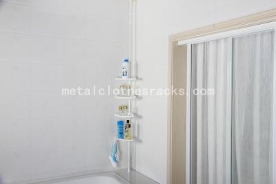 China White Powder Coated Tube Corner Shelf for Bathroom Plastic Shower Shelves for sale