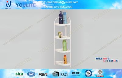 China Easy Install White Modern Bathroom Corner Shelves with Plastic Trays , Storage Shelf for sale