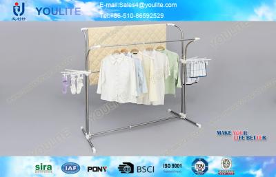 China Household Dual Rod Coat and Garment Laundry Rack / Modern Clothing Hanger Stand for sale