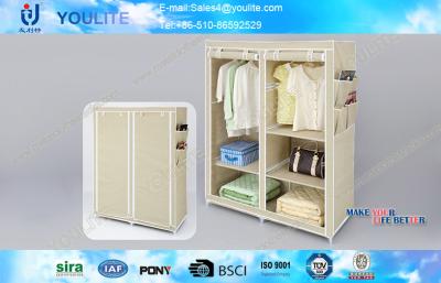 China Foldable Bedroom Furniture Wardrobe Storage Racks with Sliding Mirror Doors for sale