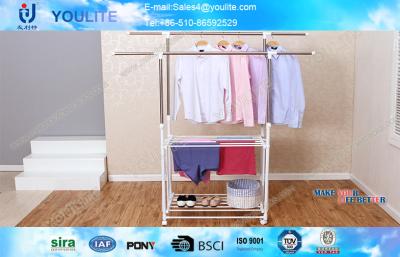 China Sturdy Double Pole Clothes Rack Wholesale / Smart Cloth Drying Rack Stand for sale