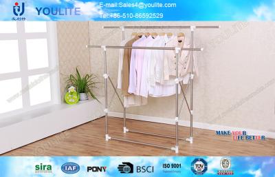 China Telescopic Collapsible Clothes Drying Rack Adjustable Double Pole for sale