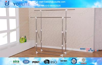 China Foldable Standing Clothes Drying Rack Stainless Steel Double Pole for Home for sale