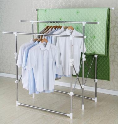 China Three Bar Adjustable Telescoping Clothes Rack / Mobile Stand Folding Clothes Drying Rack for sale