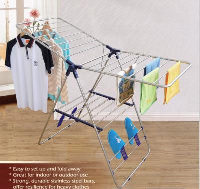 China Space Saving Foldable Clothes Drying Rack Portable Metal with Shoe Sock for sale