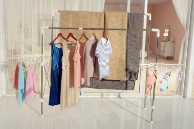 China Stretch Double Pole Hanging Clothes Drying Rack with Clips , Space Saving for sale