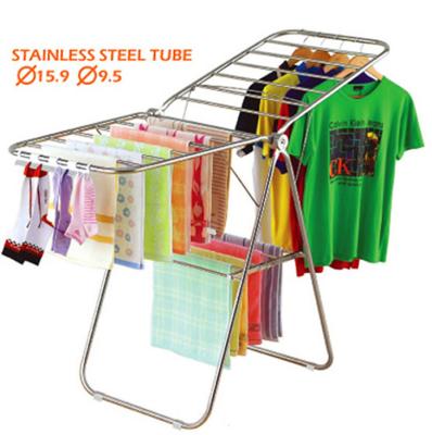 China Butterfly Metal Clothes Drying Rack , Steel Pipe Wing Aircraft Foldable Cloth Rack for sale