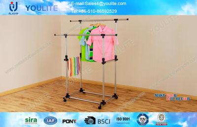 China Magic Aliform Telescopic Clothes Rack With Wheels , Clothes Rack For Drying for sale