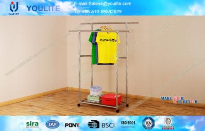 China 1065 * 332 * 245mm Retractable Double Pole Clothes Rack For Shoes for sale