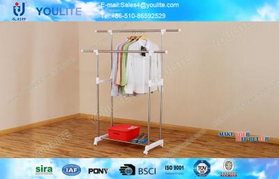 China Two-bar Metal Roating Indoor Laundry Drying Rack , Standing Telescopic Clothes Rack for sale