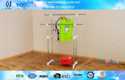 China Scalable Standing Height Clothes Display Rack With Dual Rods for sale