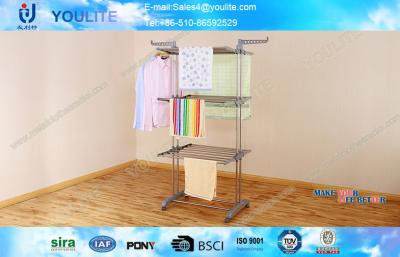 China Foldable Stainless Clothes Drying Rack , Three Layer Coat Drying Laundry Airer Rack for sale