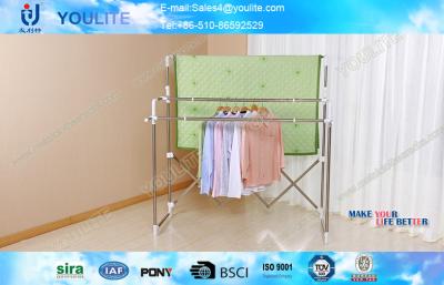 China Foldable Standing Telescopic Clothes Rack with Stainless Steel Pipe for Home Bedroom for sale