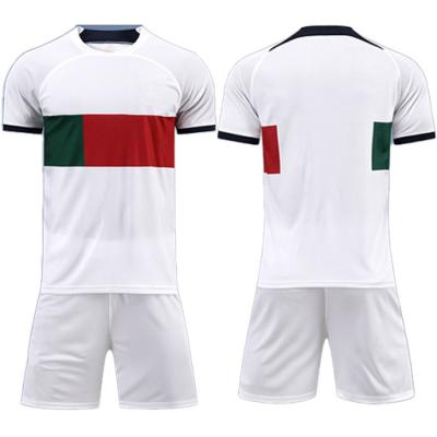 China Sets Embroidered Team Logo and Print Sponsor Ads Custom Sports Uniform OEM Club Team Suit soccer sportswear for sale