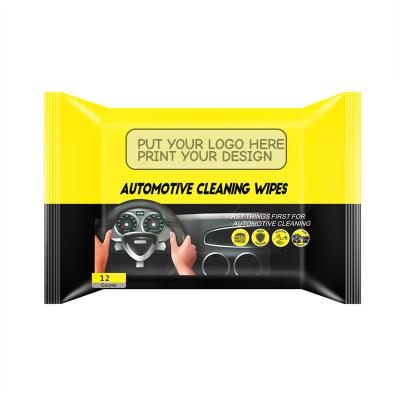 China Universal Convenience Best Seller Disinfect Car Care Cleaning Cloths Leather Auto Wet Wipes Cloths for sale