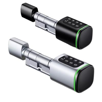 China Secure Your Silver Euro Profile Door with Tuya Fingerprint Mini Digital Cylinder Lock for sale