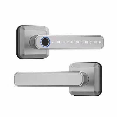 China Fingerprint Zinc Alloy Interior Door Handle Lock for Aluminum Door 158mm*63mm*61mm for sale