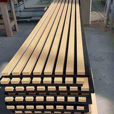 China Solid Wood Grille Acoustic Plate 600/320mm Polyester Environmental Protection Board for sale