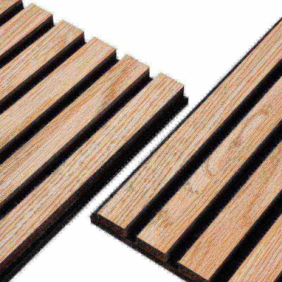 China Modern Design Fireproof and Waterproof Polyester Fiber Acoustic Wood Slat Wall Panels for sale